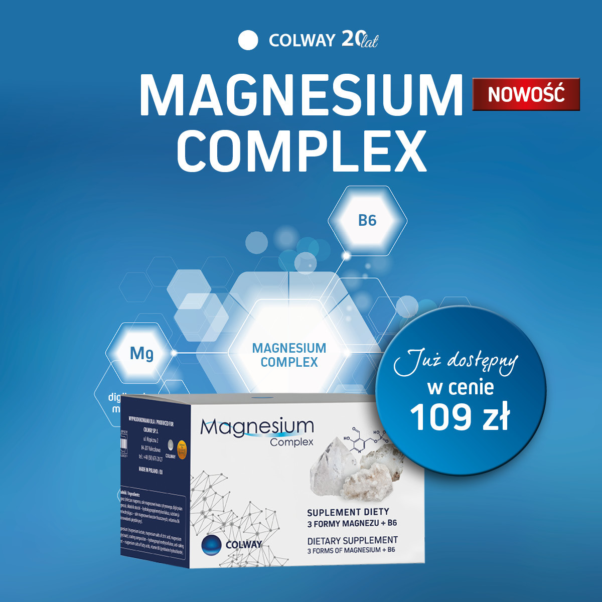 Colway Magnesium Complex Magnez Witamina B6